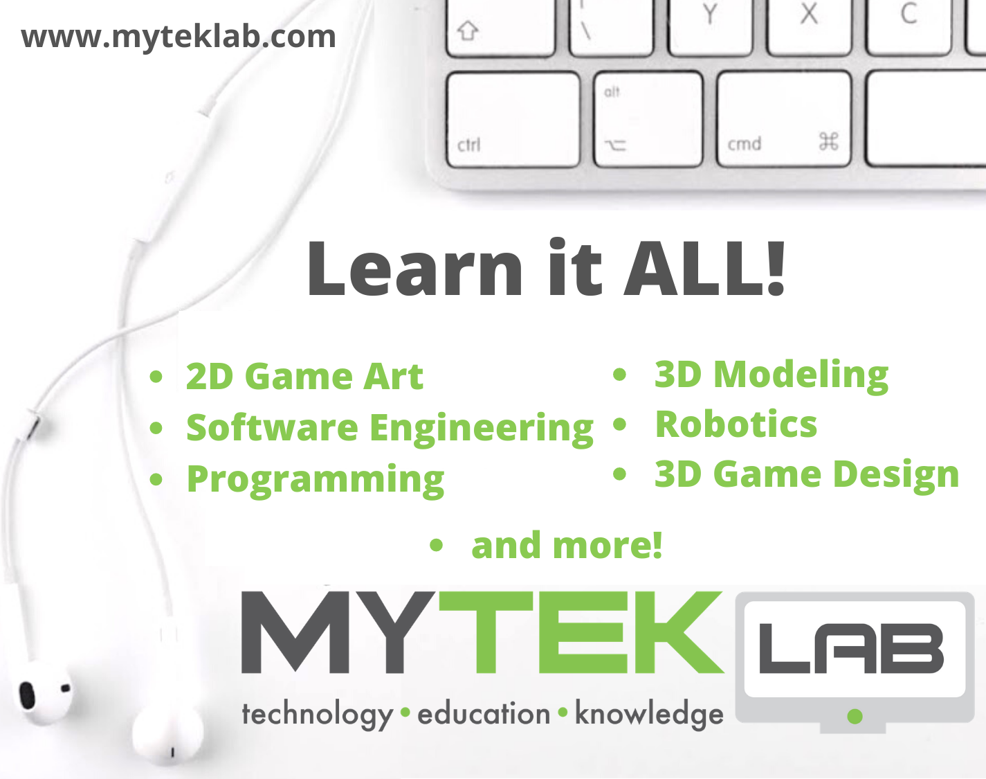 A description of the topics you can learn at MYTEK Lab